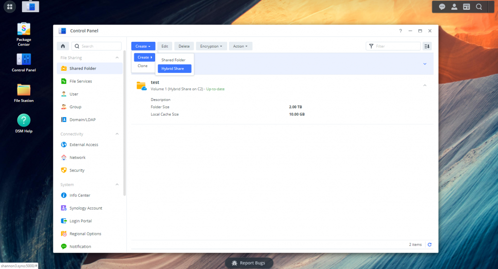 DSM 7.0 - Create a Hybrid Share on DSM for extended file storage and sharing.