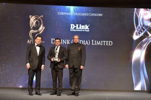 Mr. Tushar Sighat receiving the APEA award on behalf of D-Link (India) L...