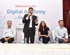 Ashwin Yardi - CEO of Capgemini India addressing media & students during launch of Digital Academy.